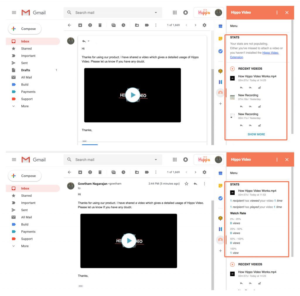 Hippo Video gmail add-on - video marketing platform