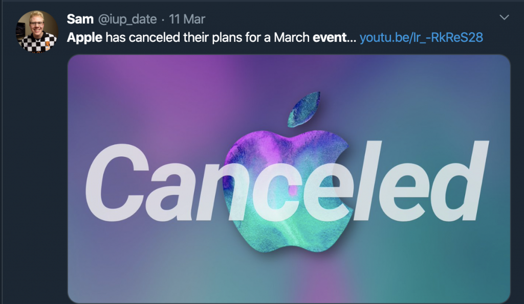 Apple event cancelled 