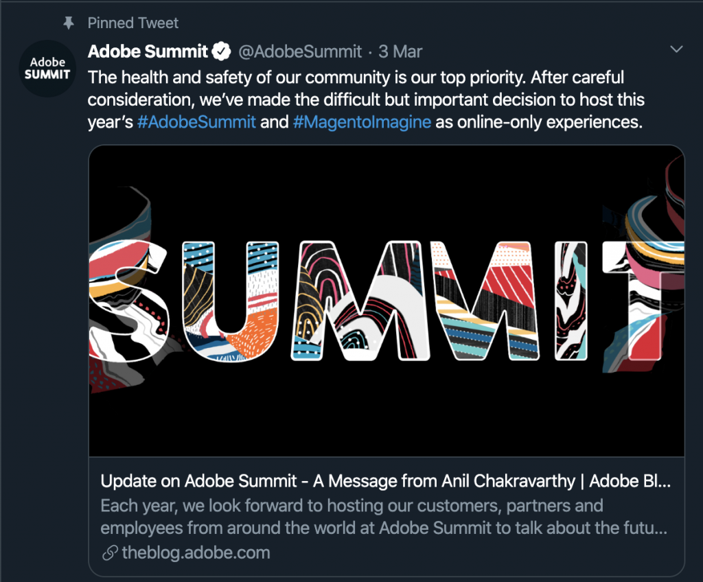 Adobe summit postponed remote working